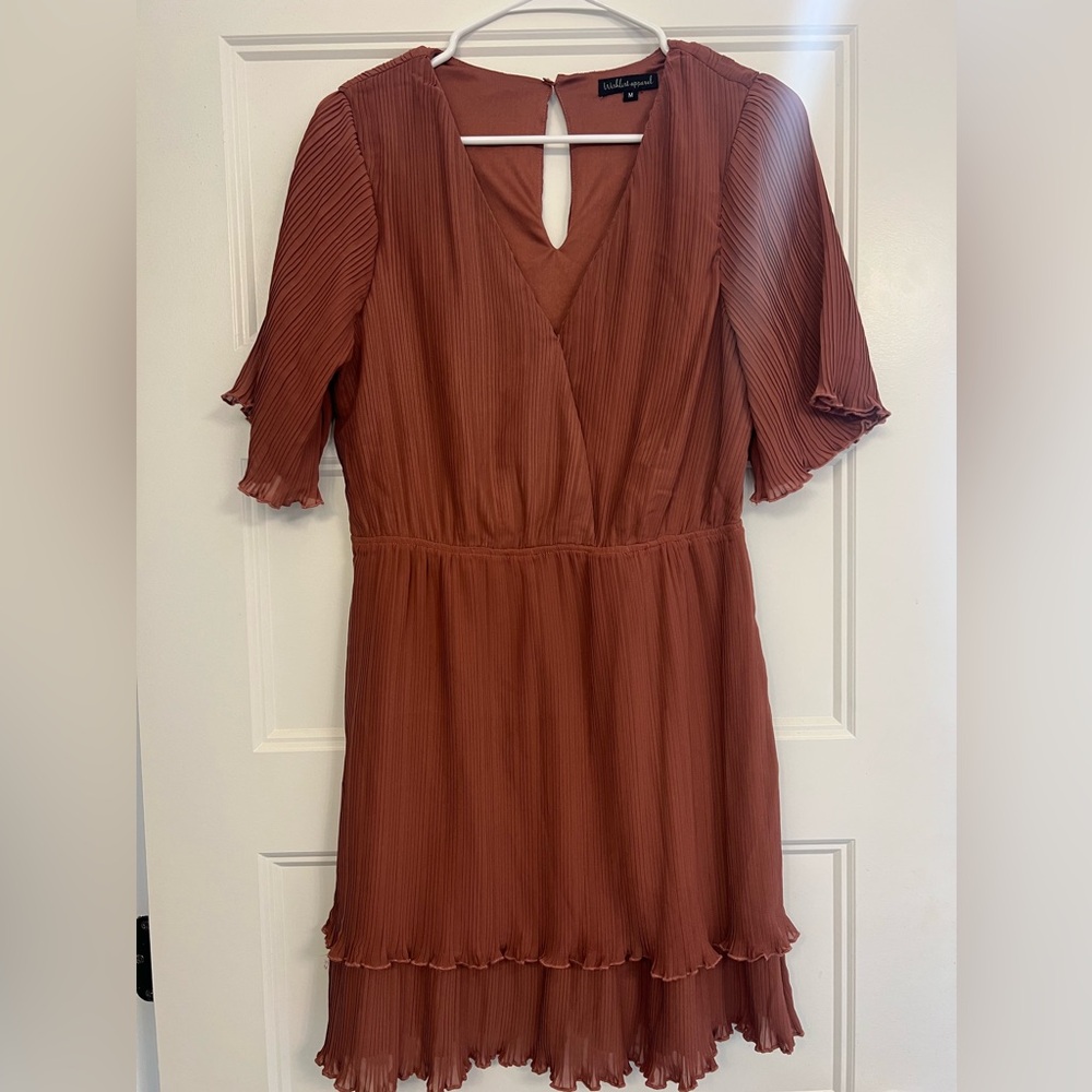 Brown pleated dress size Medium